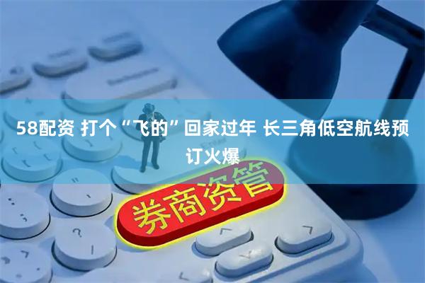 58配资 打个“飞的”回家过年 长三角低空航线预订火爆